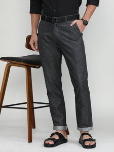 Black Cotton Trousers Slim Tapered Fit
