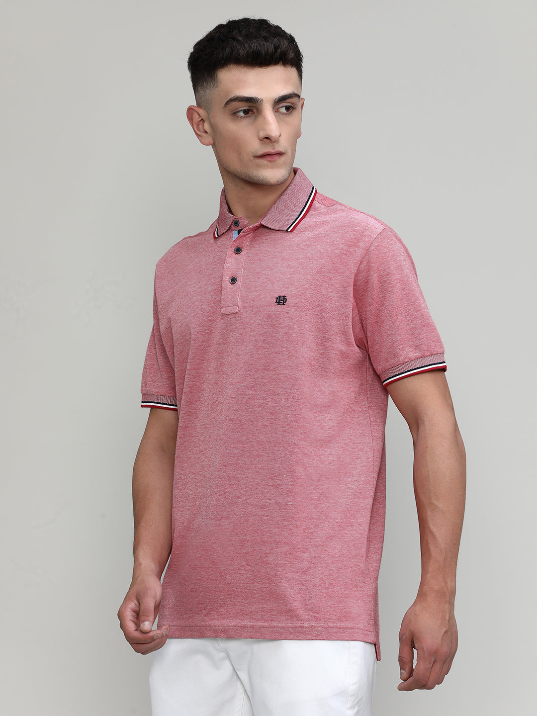 Red Pique Cotton Lycra Solid Polo T-shirt