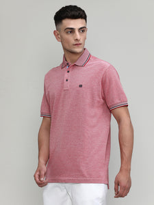 Red Pique Cotton Lycra Solid Polo T-shirt
