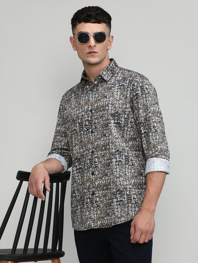 Exclusive Purple Collection Gold Slim Fit Printed Premium Cotton Shirt