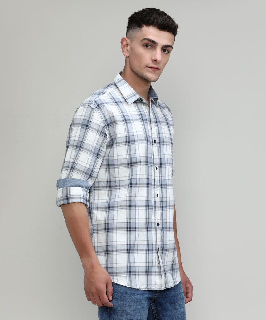 Steel Shade Slim Fit Premuim Cotton Checks Shirt With Regular Pocket