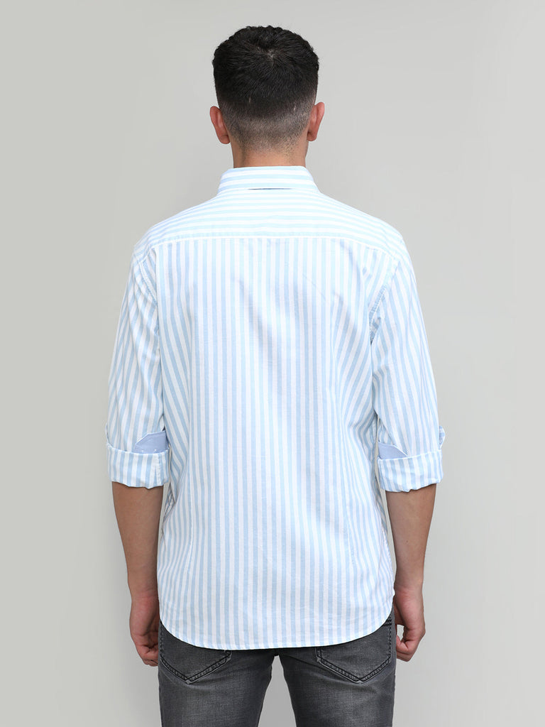 Sky Slim Fit Premium Cotton Lycra Stripe Shirt