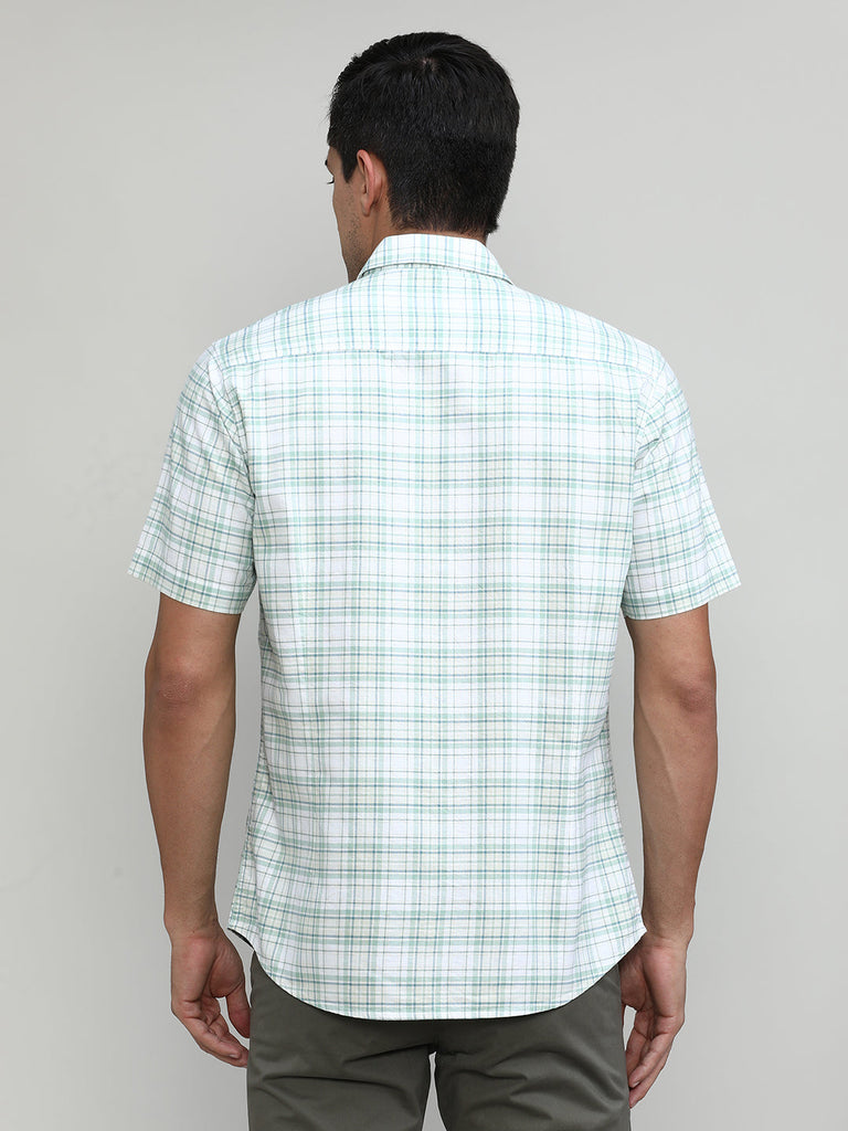 Fern Green Slim Fit Premuim Cotton Checks Shirt With Pocket