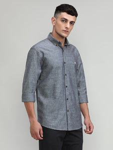 Black Slim Fit Premium Cotton Lycra Solid Shirt