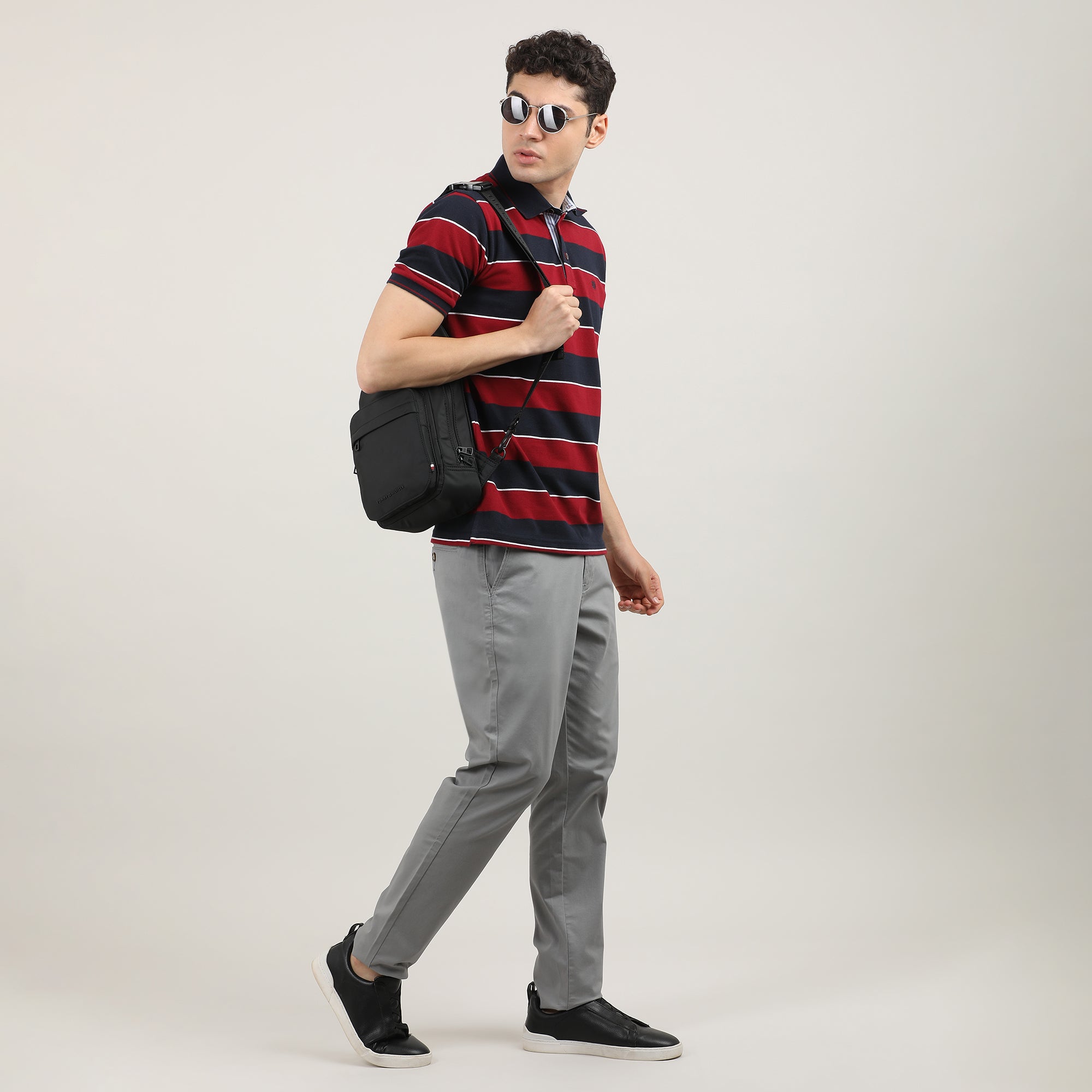 Red and Blue Striped Polo T-shirt