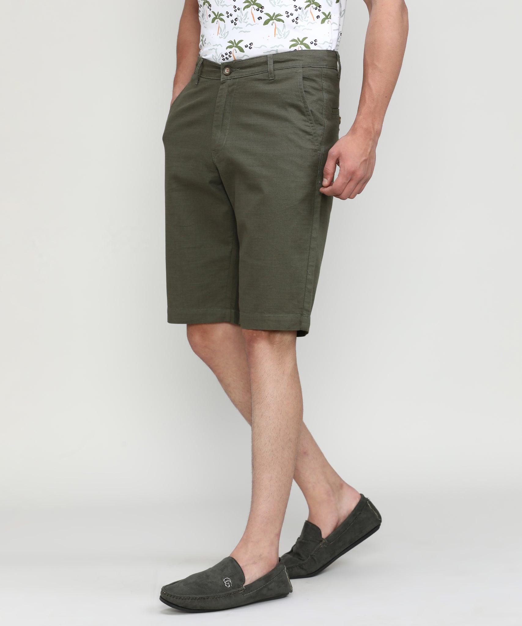 Olive Shade Cotton Shorts