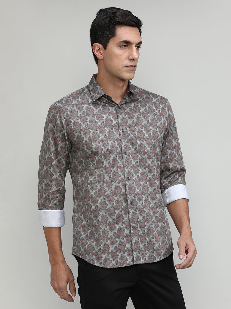 Exclusive Purple Collection Red Copper Slim Fit Printed Premium Cotton Shirt