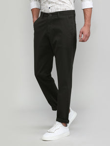Dark Olive Shade Cotton Trousers Slim Tapered Fit