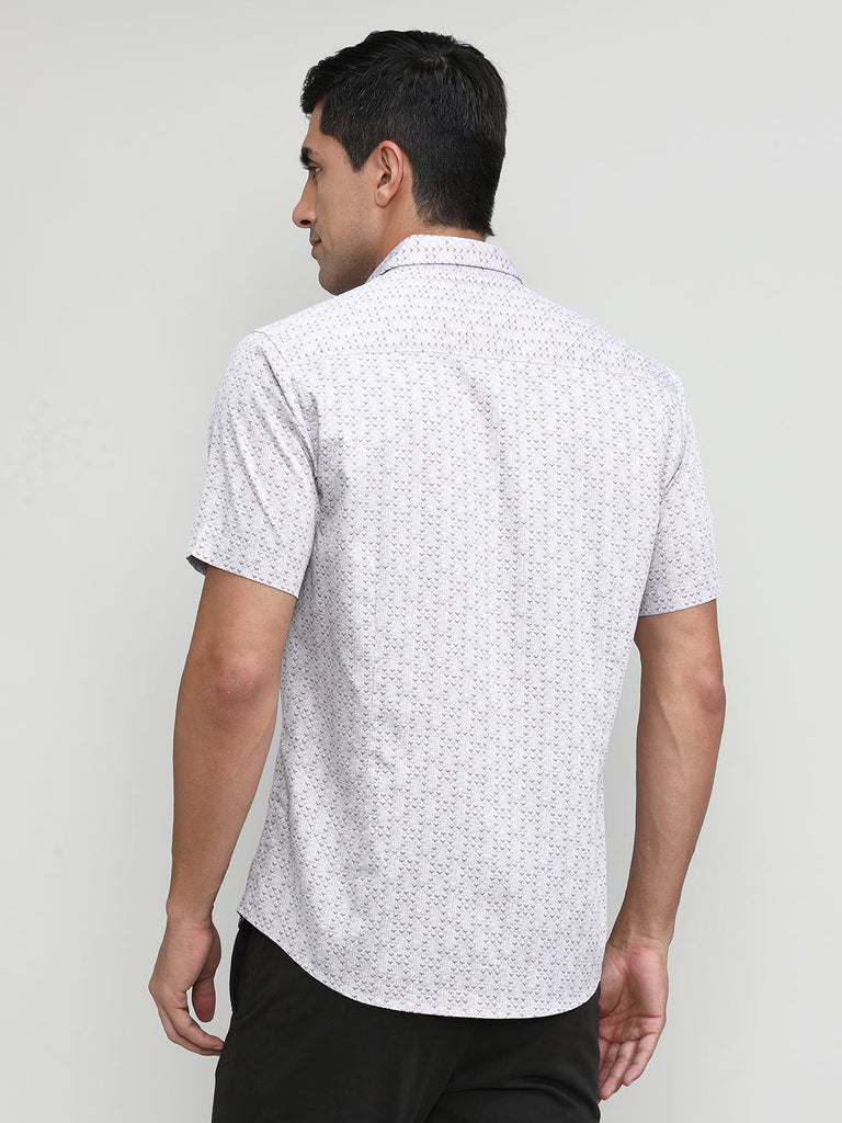 Lilac Slim Fit Premium Cotton Printed Shirt With Pocket