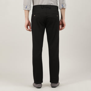 Black-Cotton Trousers-Slim Tapered Fit