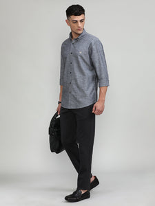 Black Slim Fit Premium Cotton Lycra Solid Shirt