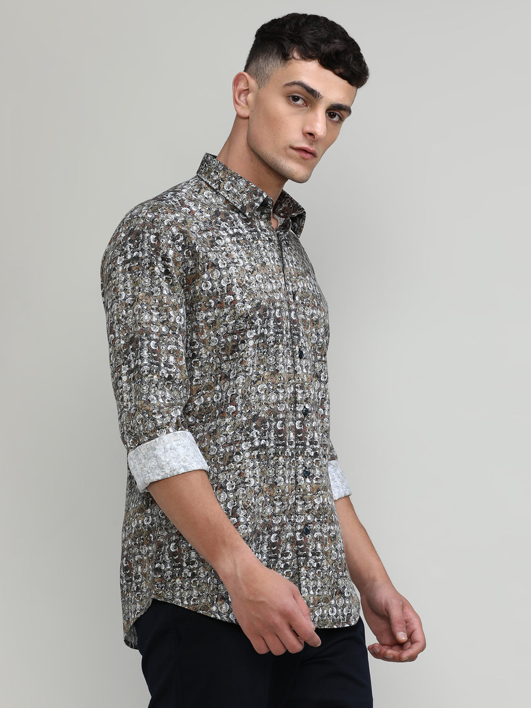 Exclusive Purple Collection Gold Slim Fit Printed Premium Cotton Shirt