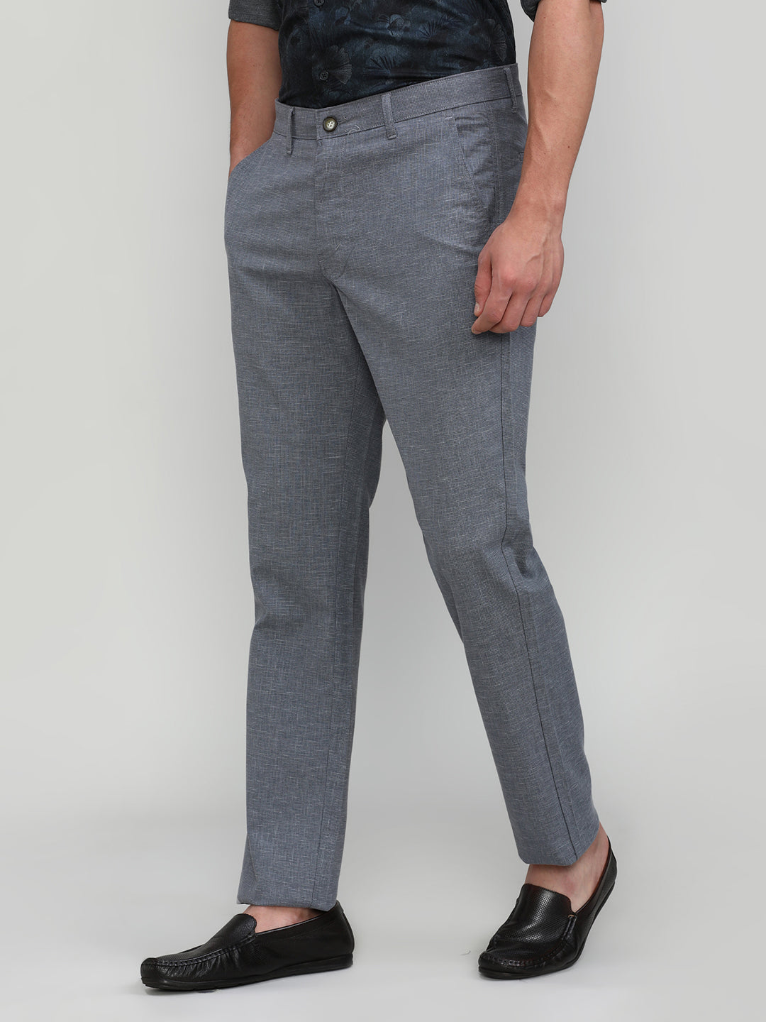 Sterling Grey Shade Cotton Trousers Slim Tapered Fit