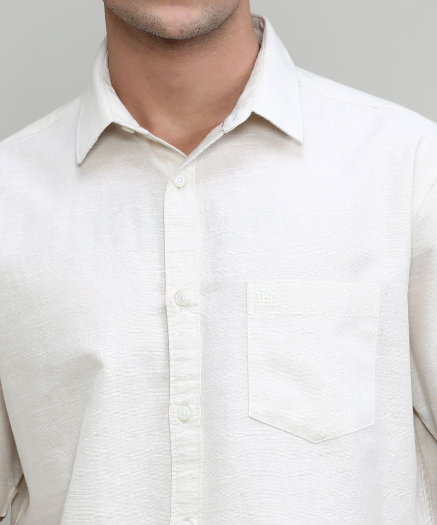 Natural Slim Fit Premium Cotton Lycra Solid Shirt With Pocket