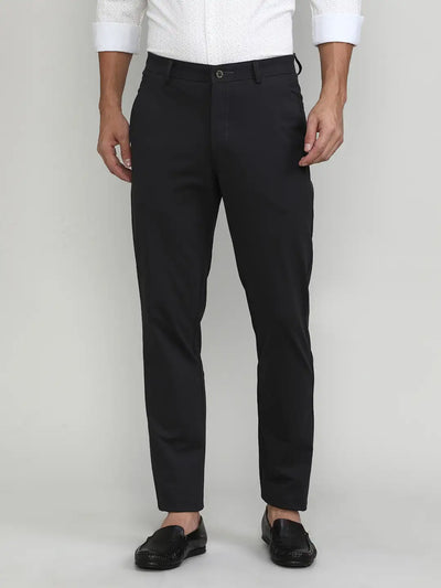 Dark Grey Cotton Trousers Slim Tapered Fit
