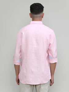 Pink Slim Fit Premium Linen Solid Shirt-SS25