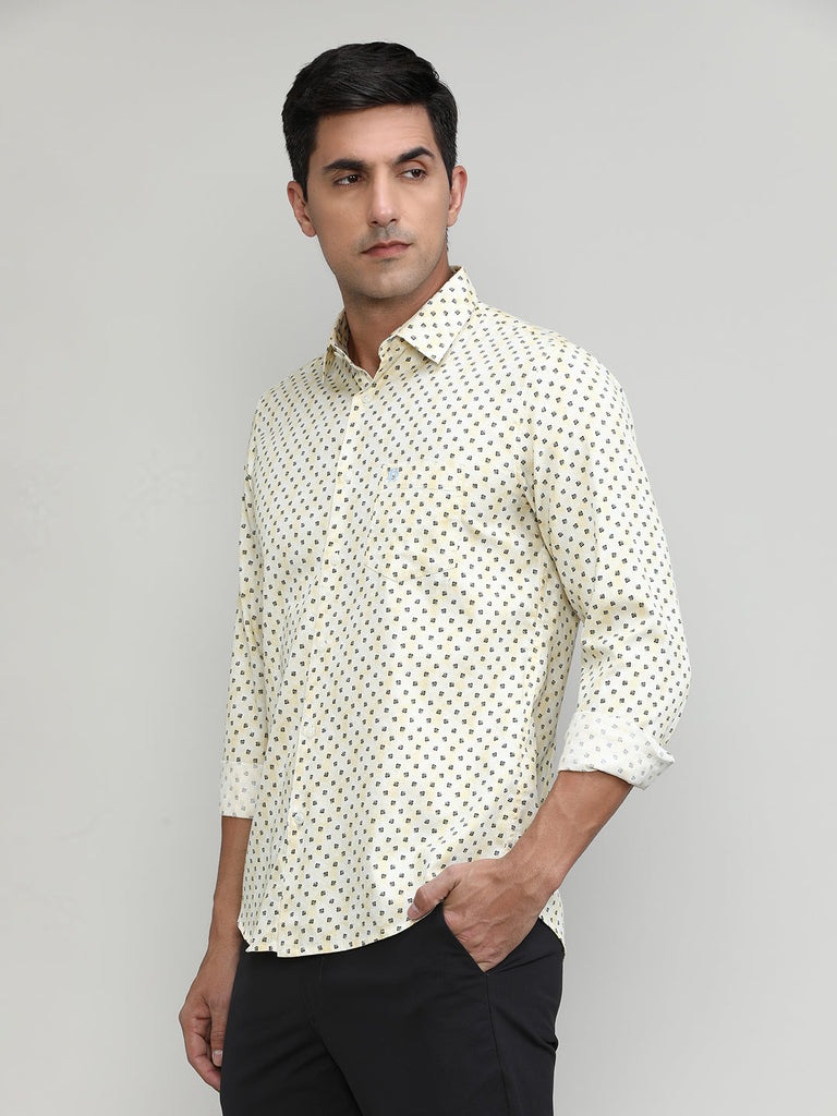 Lemon Slim Fit Premium Cotton Printed Shirt
