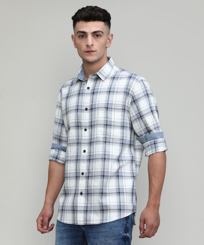 Steel Shade Slim Fit Premuim Cotton Checks Shirt With Regular Pocket