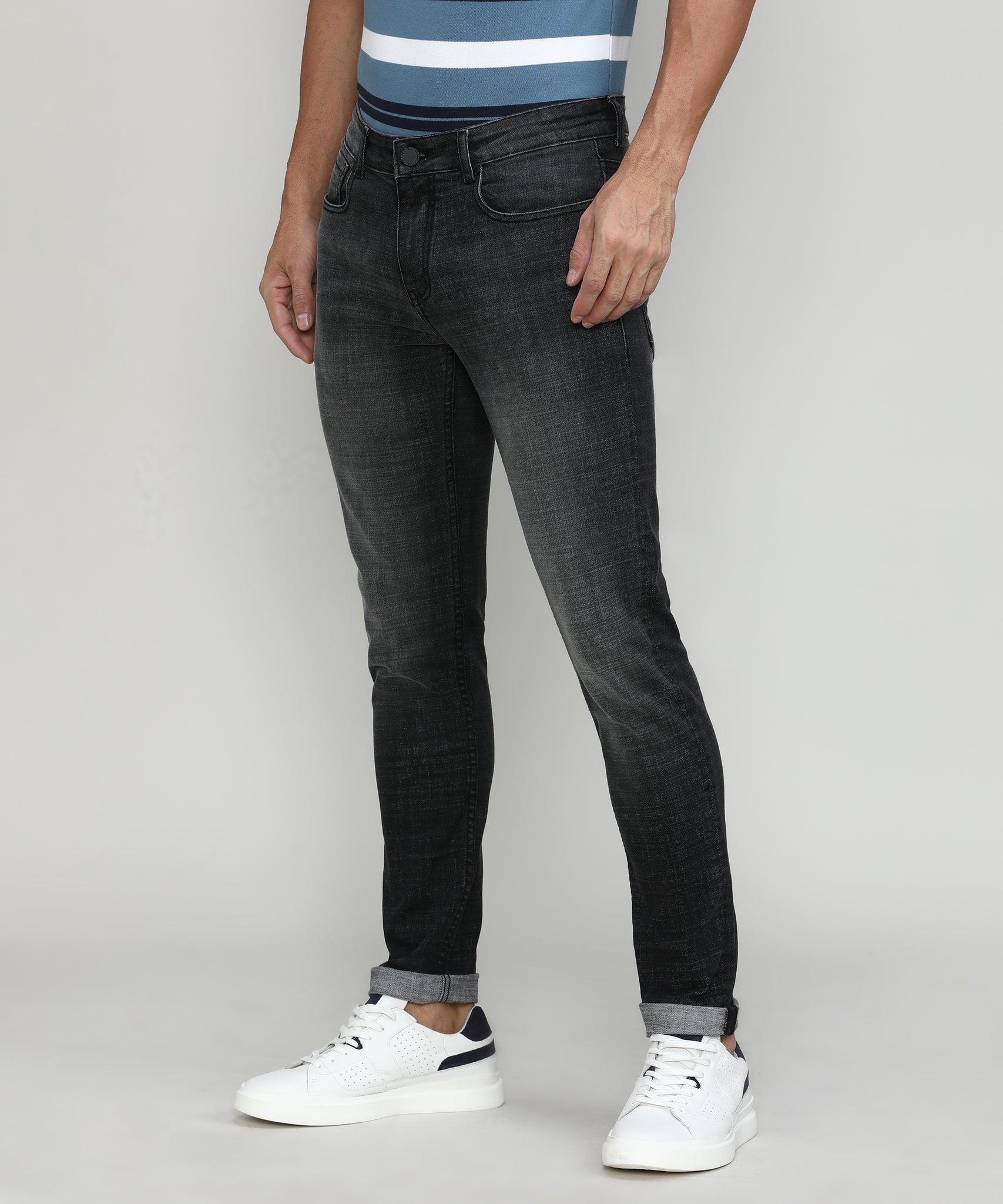 Carbon Shade Slim Tapered Stretch Denim