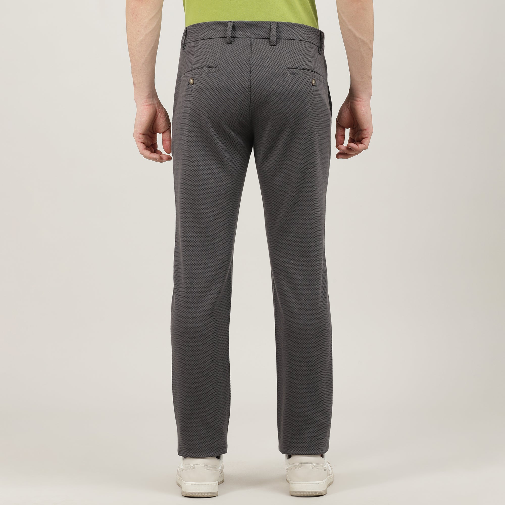 Dark Grey-Cotton Trousers-Slim Tapered Fit, Smart Formals