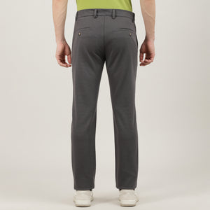 Dark Grey-Cotton Trousers-Slim Tapered Fit, Smart Formals
