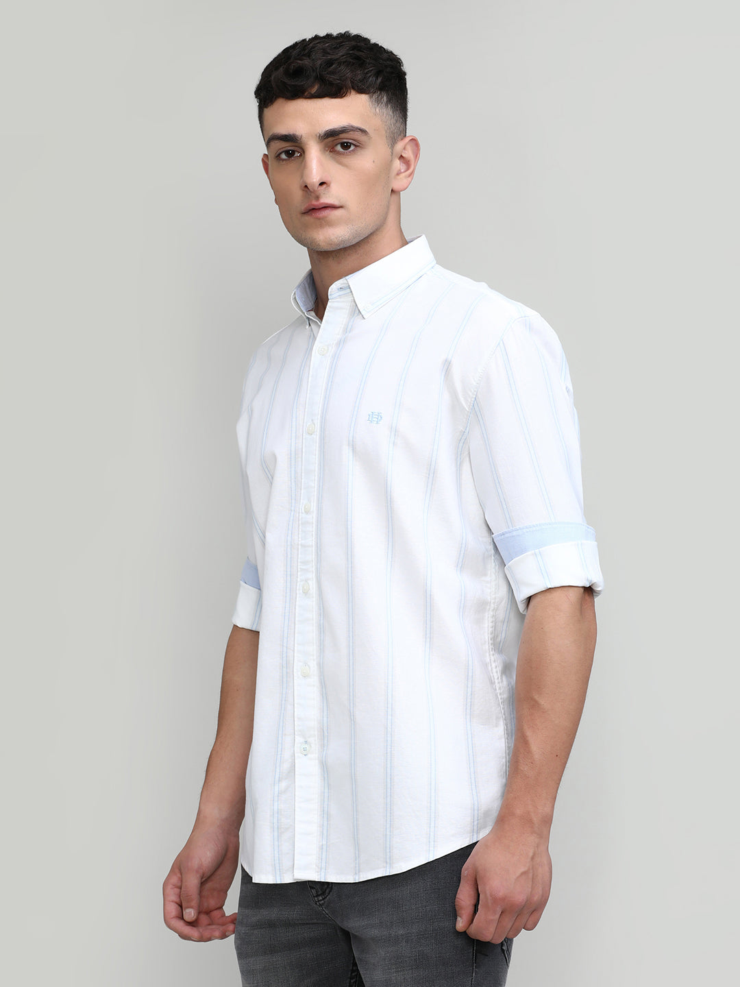 Snow Slim Fit Premium Cotton Lycra Stripe Shirt -SS25