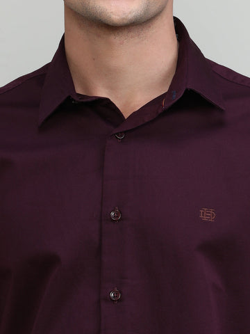 Wine Slim Fit Premium Cotton Solid Shirt