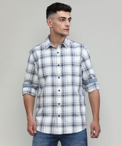 Steel Shade Slim Fit Premuim Cotton Checks Shirt With Regular Pocket