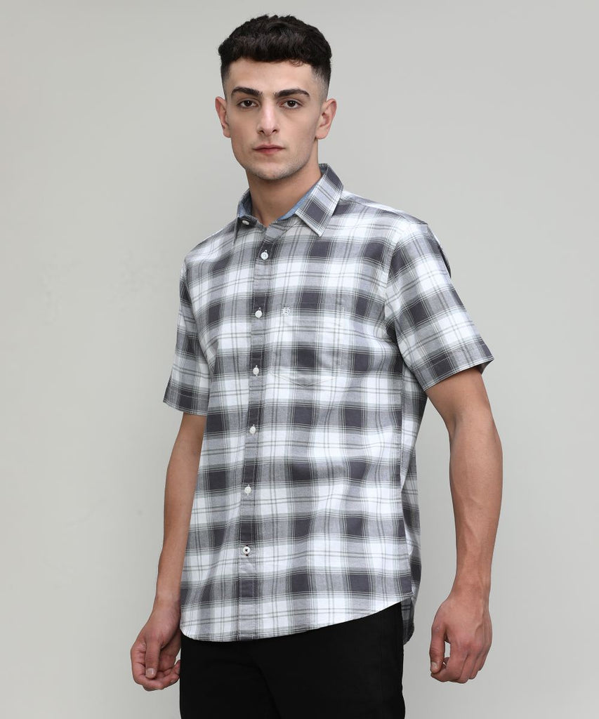 Coffee Slim Fit Premuim Cotton Checks Shirt With Pocket