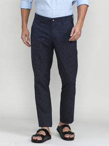 Eclipse Blue Cotton Trousers Slim Tapered Fit