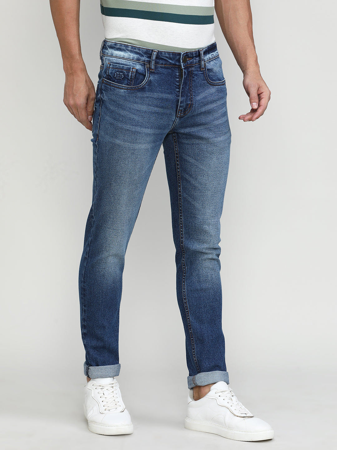 Ice Blue Slim Tapered Stretch Denim