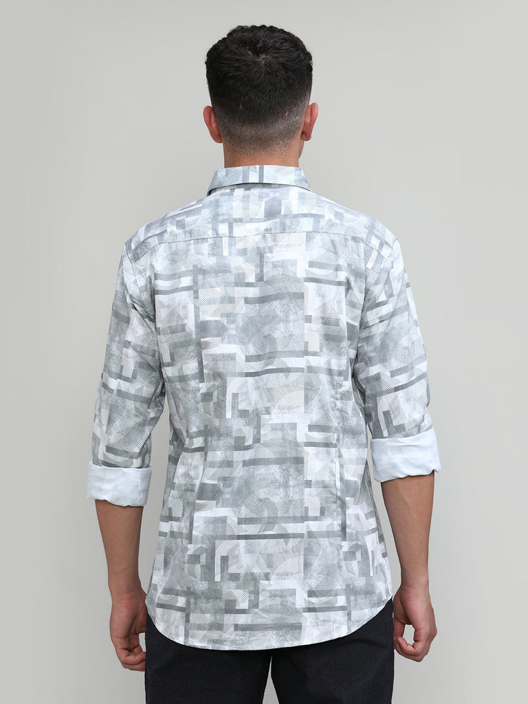 Lilac Slim Fit Premium Cotton Printed Shirt