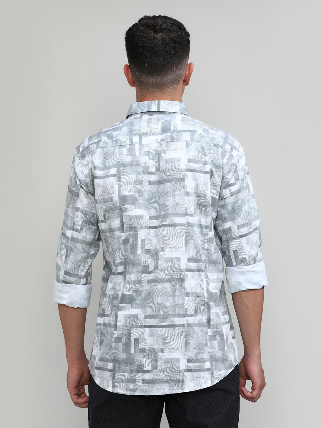 Lilac Slim Fit Premium Cotton Printed Shirt