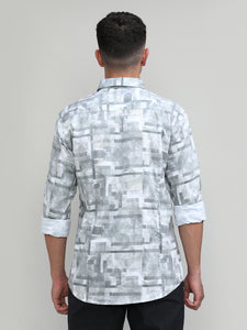 Lilac Slim Fit Premium Cotton Printed Shirt