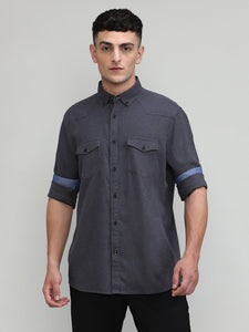 Elephant Slim Fit Premium Cotton Lycra Solid Shirt With Pocket
