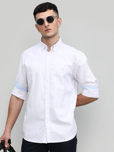 Lilac Slim Fit Premuim Cotton Stripes Shirt With Button Down Collar