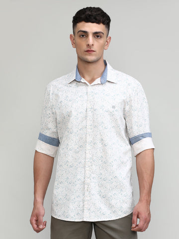 Pink Slim Fit Premium Cotton Printed Shirt