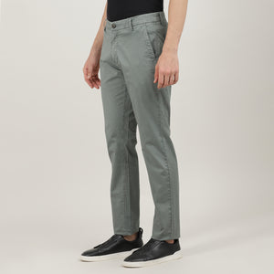Charcoal Cotton Trousers Slim Tapered Fit