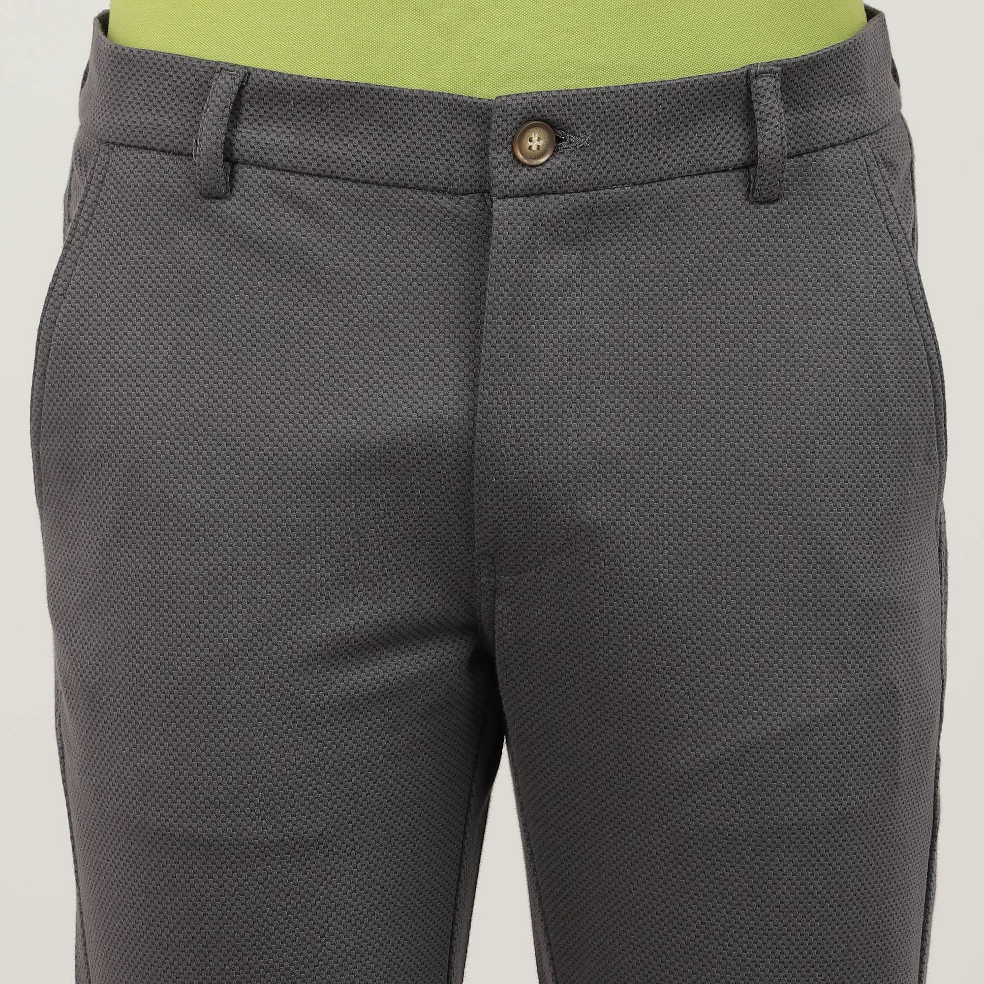 Dark Grey-Cotton Trousers-Slim Tapered Fit, Smart Formals