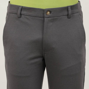 Dark Grey-Cotton Trousers-Slim Tapered Fit, Smart Formals