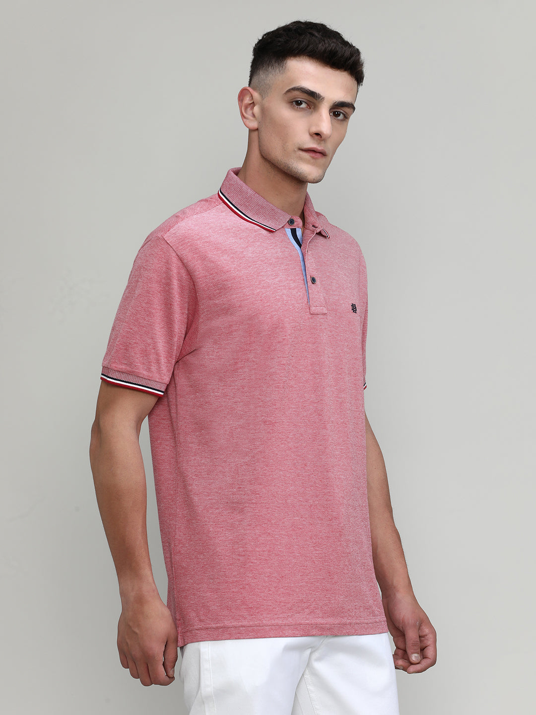 Red Pique Cotton Lycra Solid Polo T-shirt