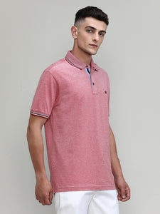 Red Pique Cotton Lycra Solid Polo T-shirt