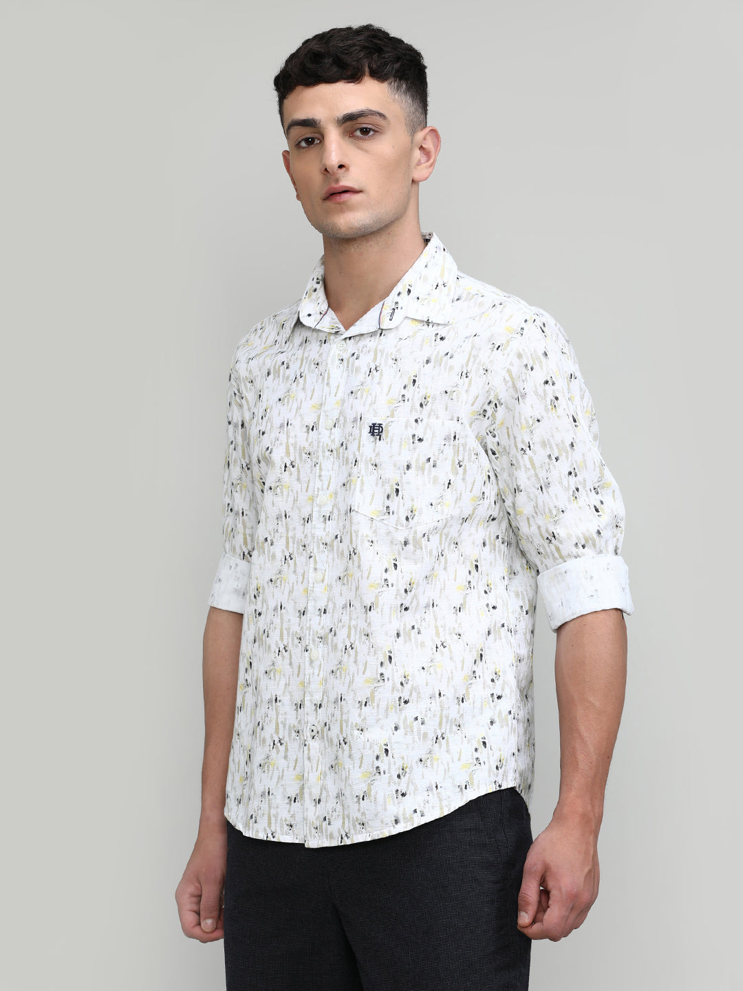 Lemon Slim Fit Premium Cotton Printed Shirt With Pocket-SS25