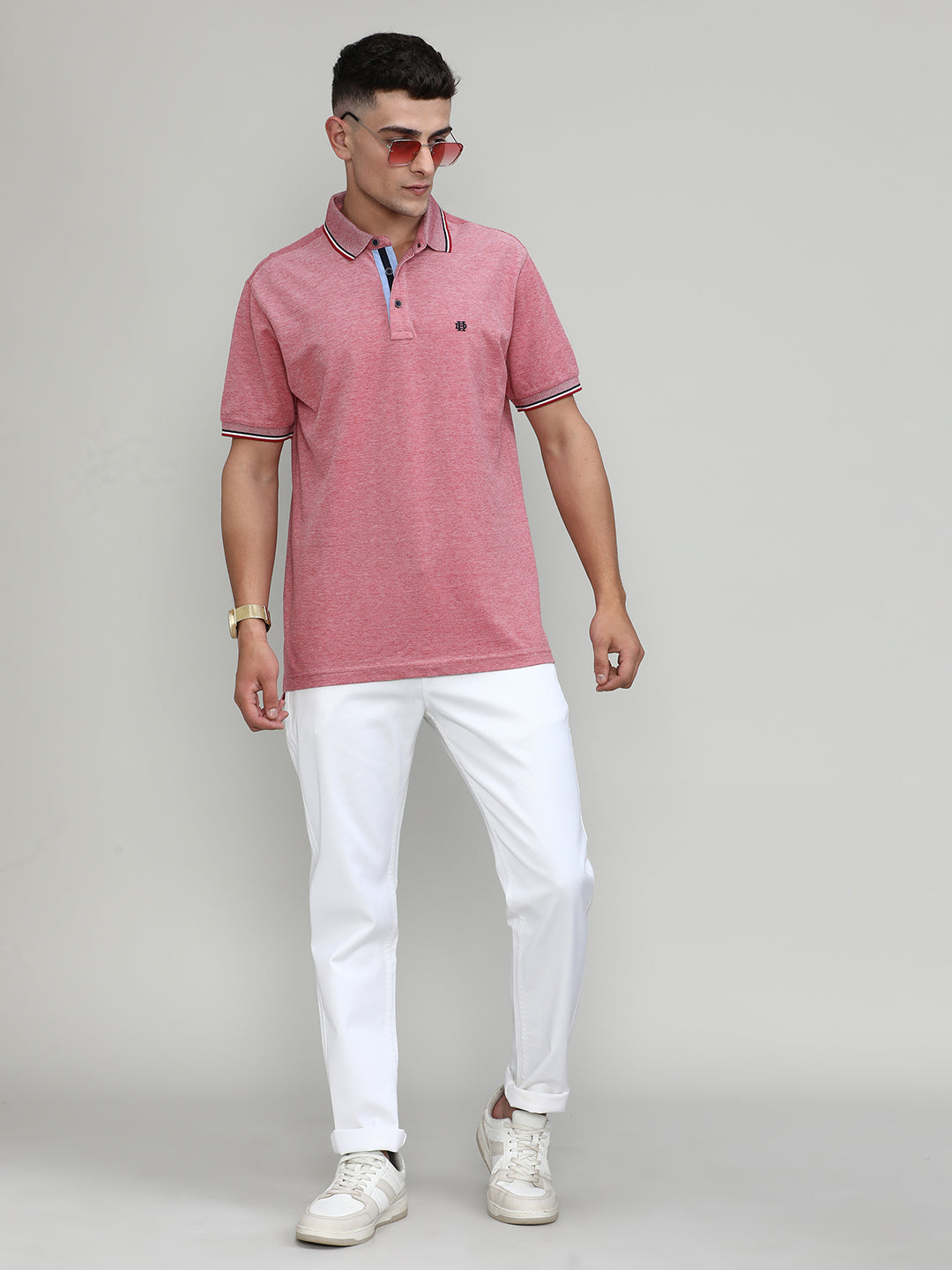 Red Pique Cotton Lycra Solid Polo T-shirt