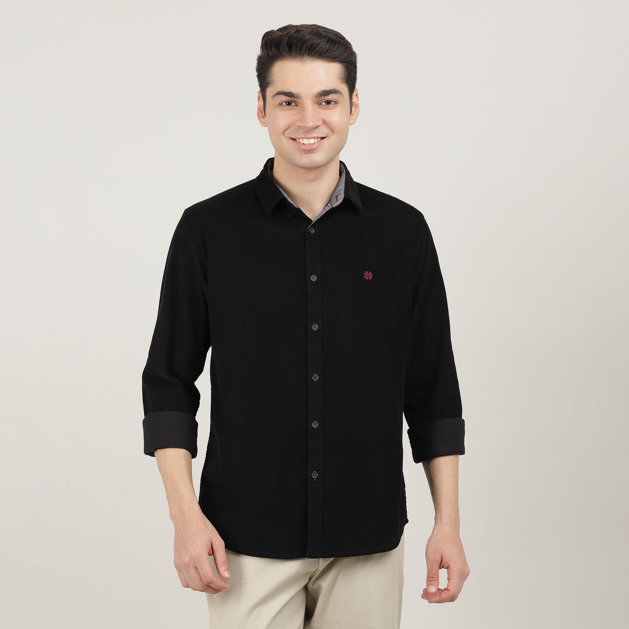 BLACK, FULL SLEEVES SHIRT, PLAIN-AW24