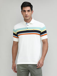 Butter Pique Cotton Lycra Stripes Polo T-shirt