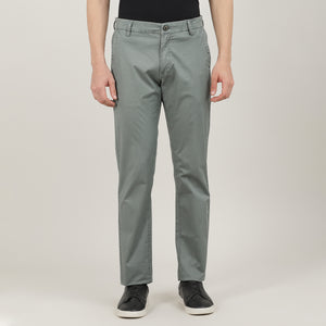 Charcoal Cotton Trousers Slim Tapered Fit
