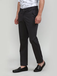 Gun Metal Shade Cotton Trousers Slim Tapered Fit