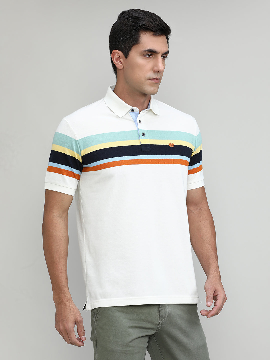 Butter Pique Cotton Lycra Stripes Polo T-shirt