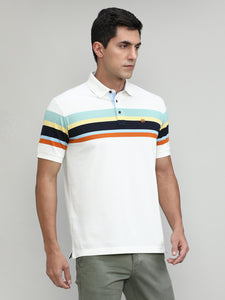 Butter Pique Cotton Lycra Stripes Polo T-shirt